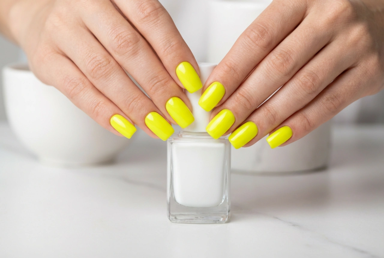 Unhas amarelas neon: como pintar uniformemente e evitar manchas