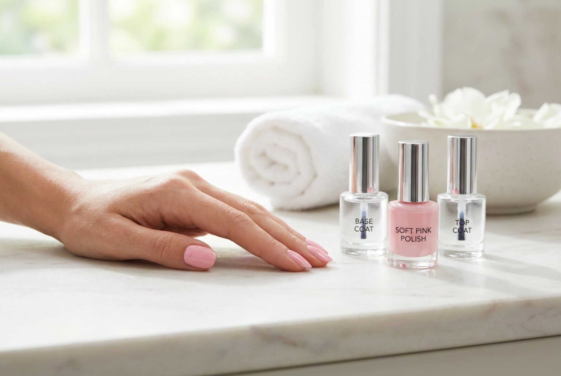 Manicura Híbrida Rosa Passo a Passo: Base, Cor e Top Coat