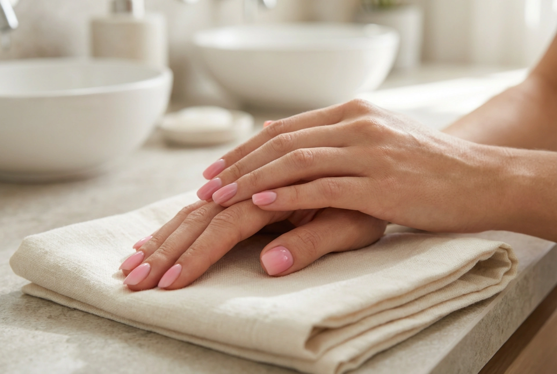 Unhas de gel cor-de-rosa: construção da placa, sombreamento de cor e finalização com top coat