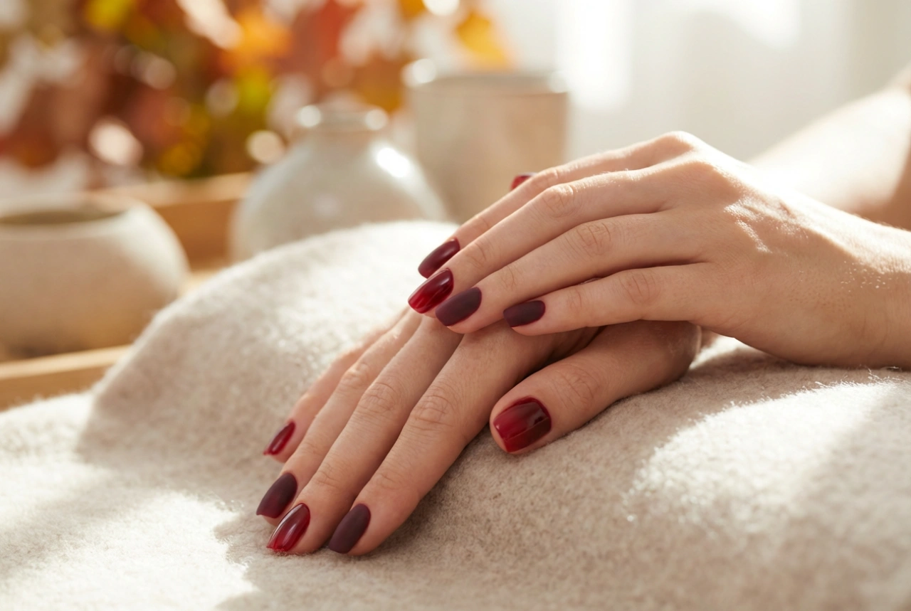 Unhas Bordô Ombré: Combinações de Outono e Acabamentos Mate/Brilho