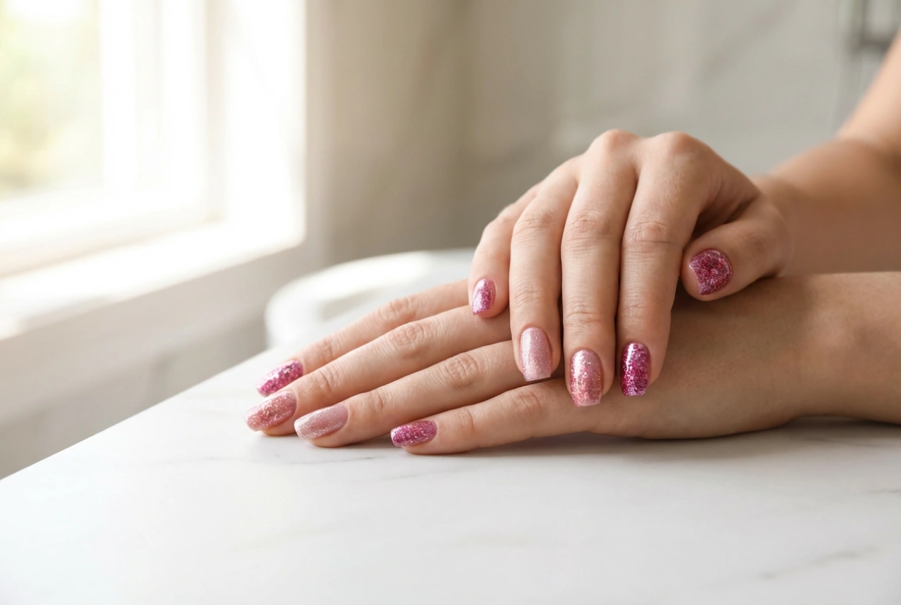 Unhas rosa com glitter: como combinar tons e texturas