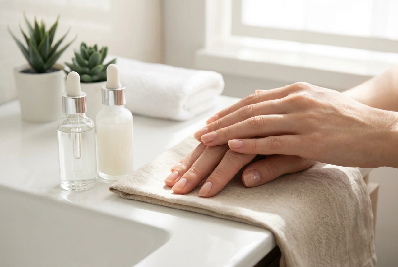 Unhas de cor natural: base, nivelamento e acabamento brilhante