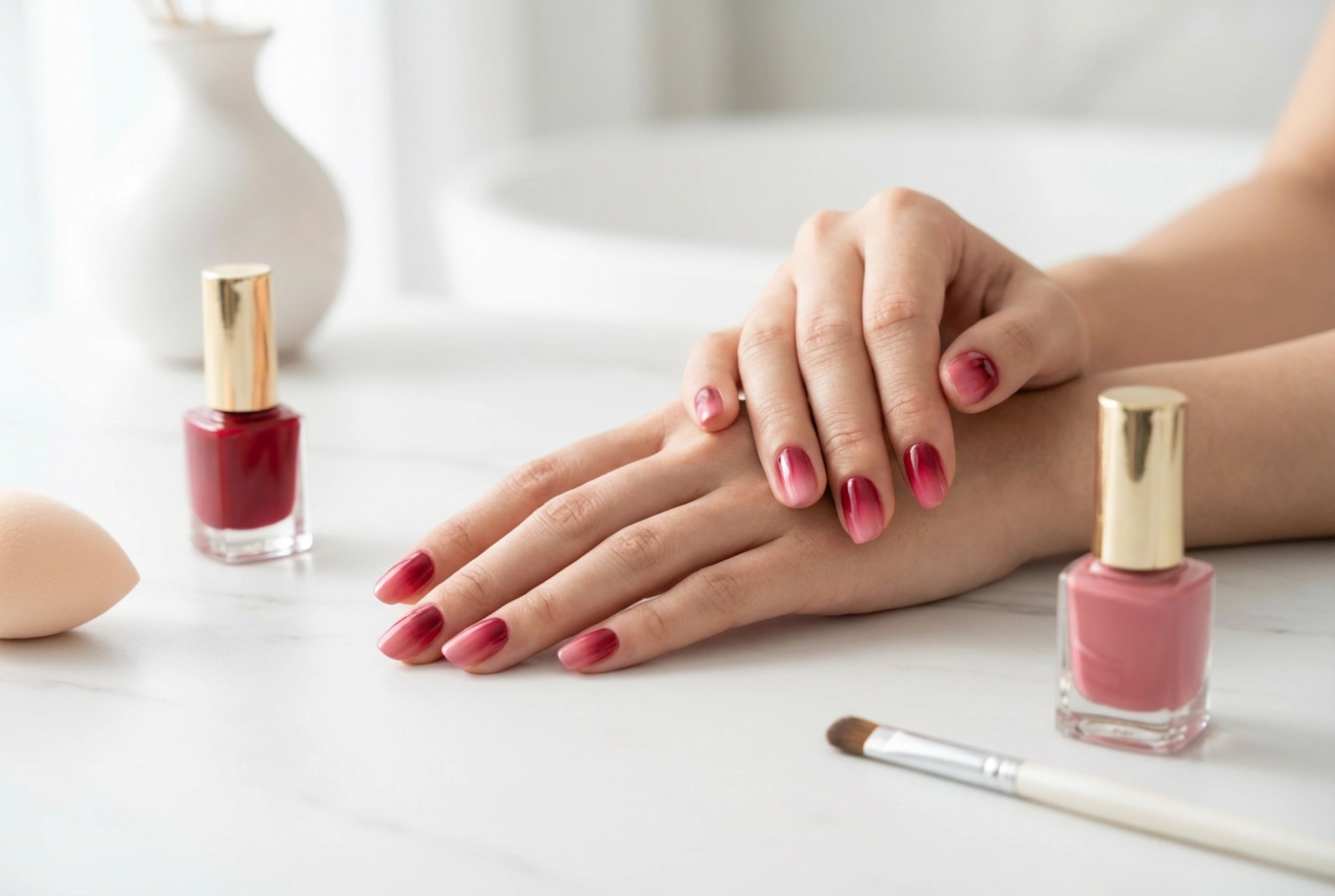 Unhas Ombre Vermelhas: Técnicas de Sombreamento com Esponja e Pincel