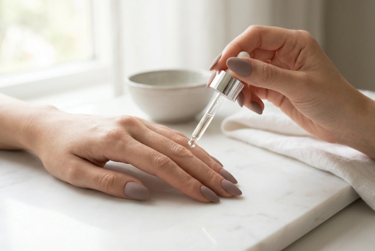 Unhas híbridas mate passo a passo: top coat mate, secagem e cuidados