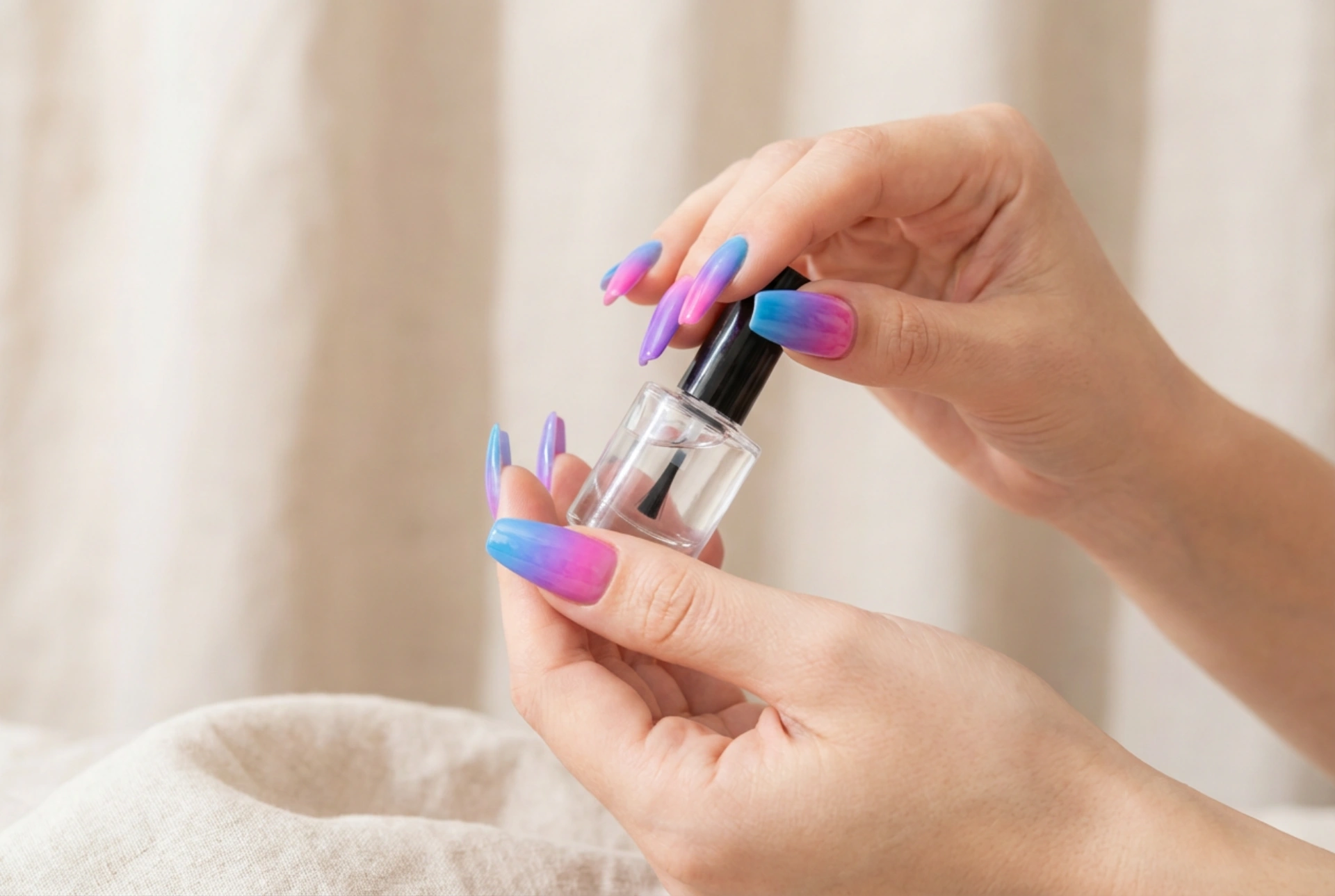 Unhas ombré coloridas sem manchas: como combinar cores e proteger o efeito