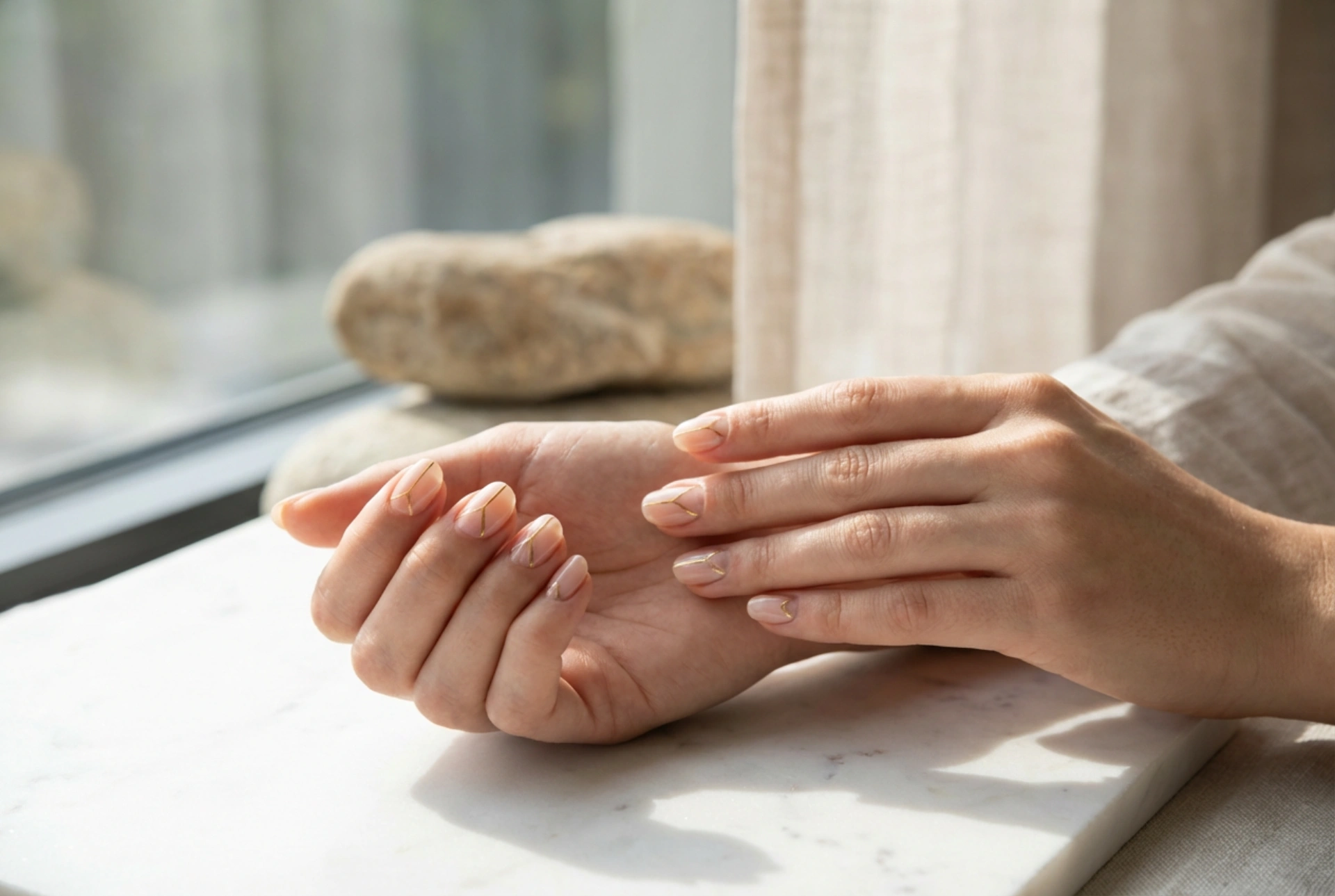 Unhas minimalistas: linhas limpas, espaço negativo e brilho elegante