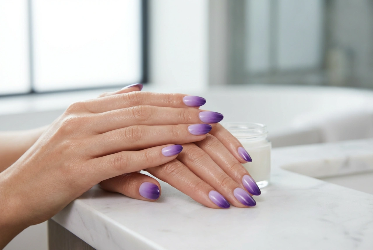 Unhas ombré em tons de roxo passo a passo: como misturar cores e garantir a durabilidade