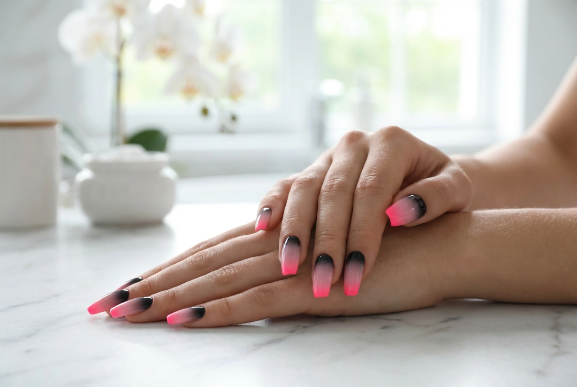 Unhas ombre preto e rosa: do néon ao pastel, passo a passo