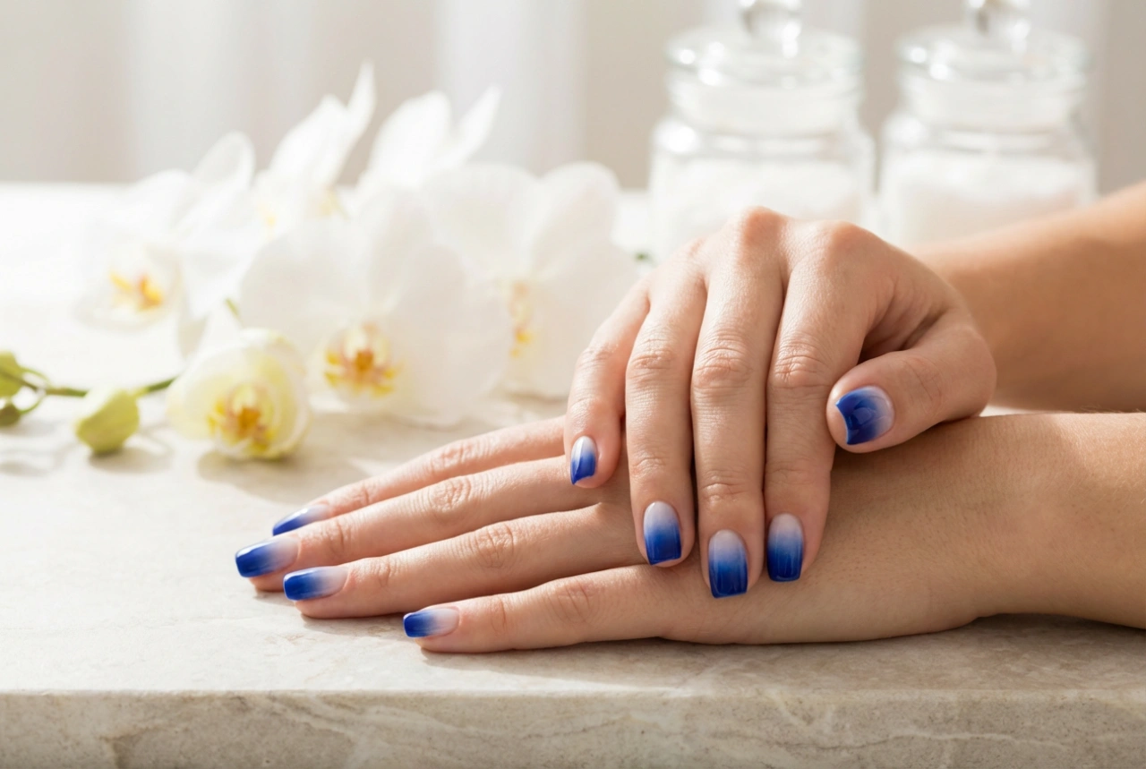 Unhas Ombré Cobalto: Azul Intenso com Transição Suave