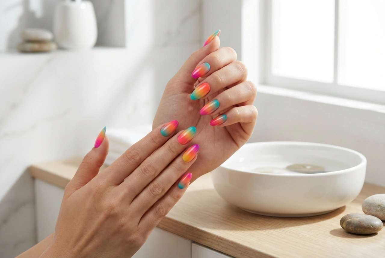 Unhas ombre coloridas: técnicas para combinar várias cores