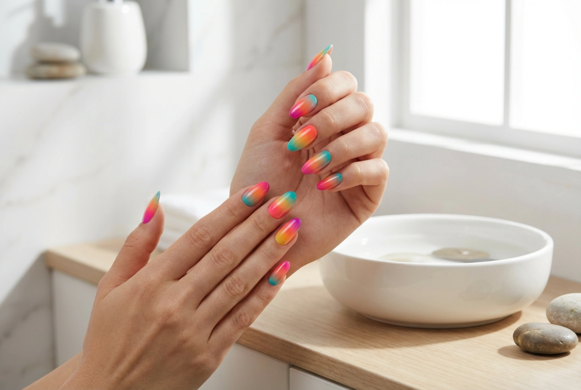 Unhas ombre coloridas: técnicas para combinar várias cores
