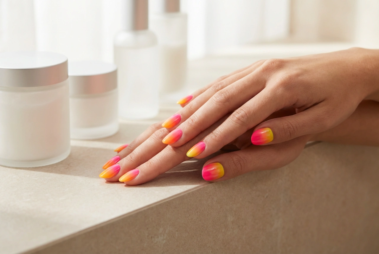 Unhas ombre neon passo a passo: efeito vibrante com esponja