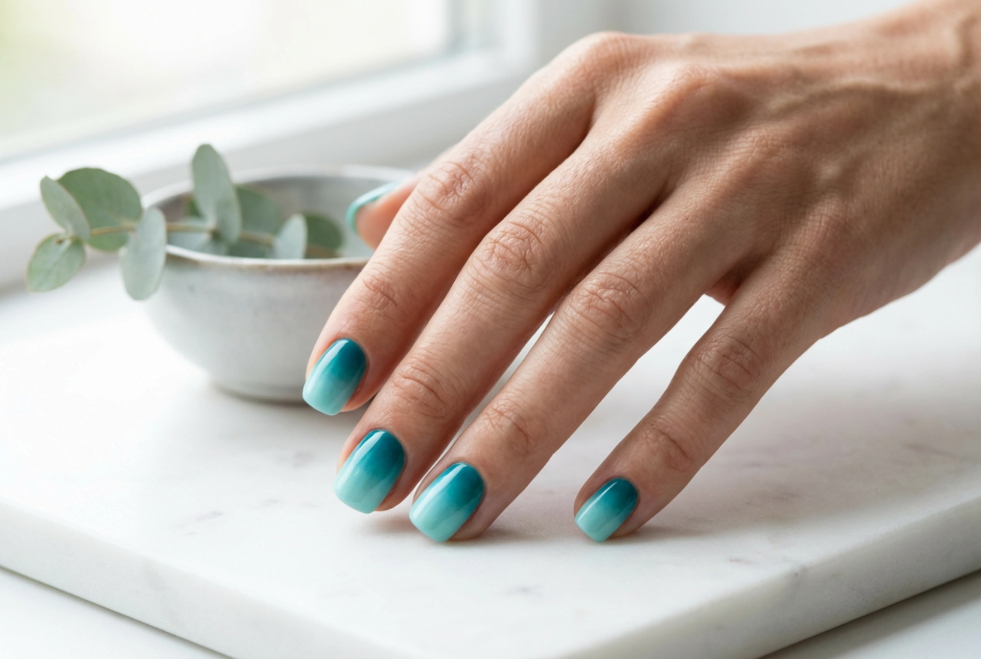 Unhas ombre turquesa: como fazer o degradê e que acabamento escolher
