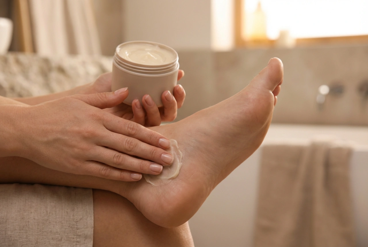 Creme para calcanhares secos: rotina noturna eficaz e proteção diurna