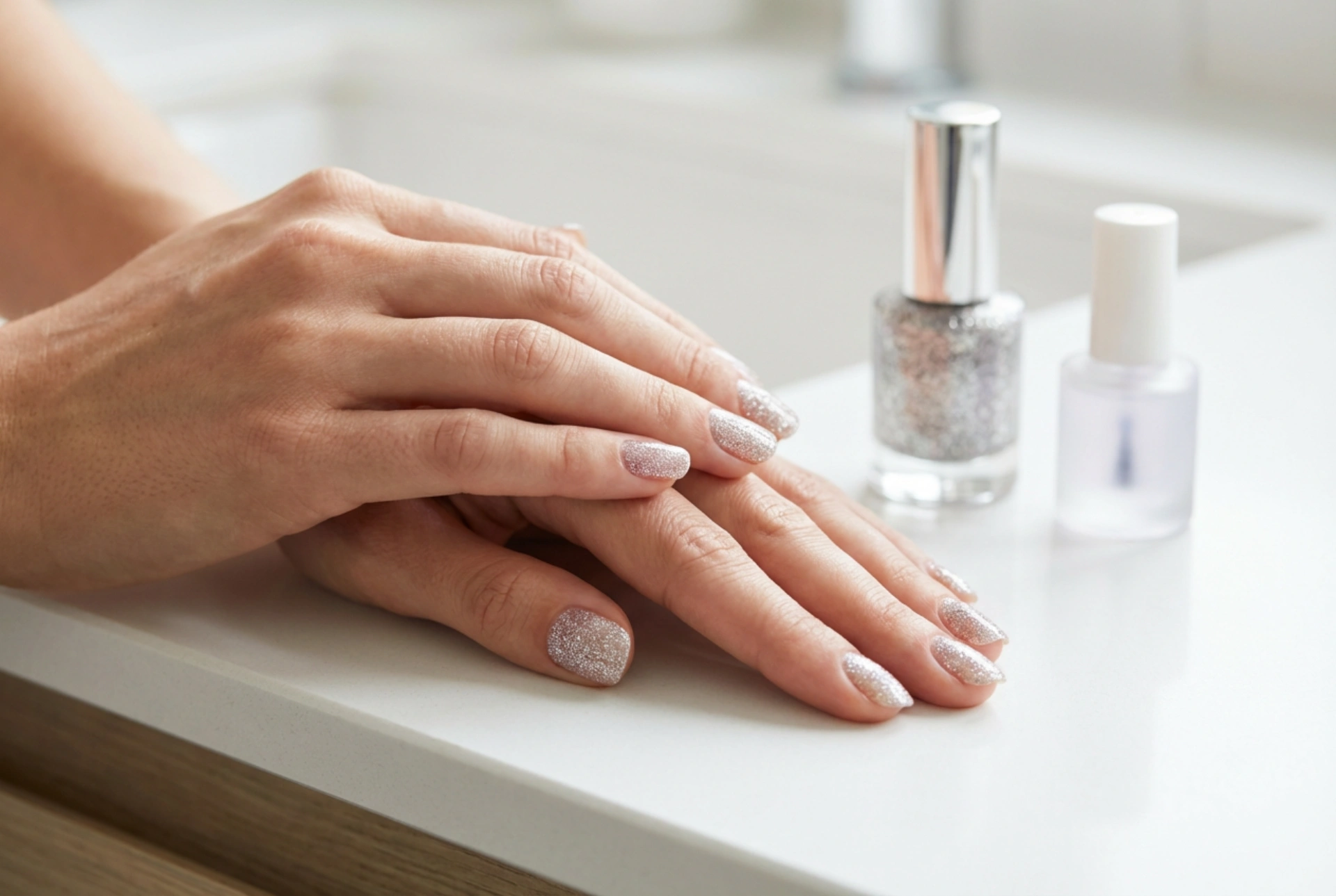 Vernizes de gel com glitter: aplicação uniforme e alisamento da superfície