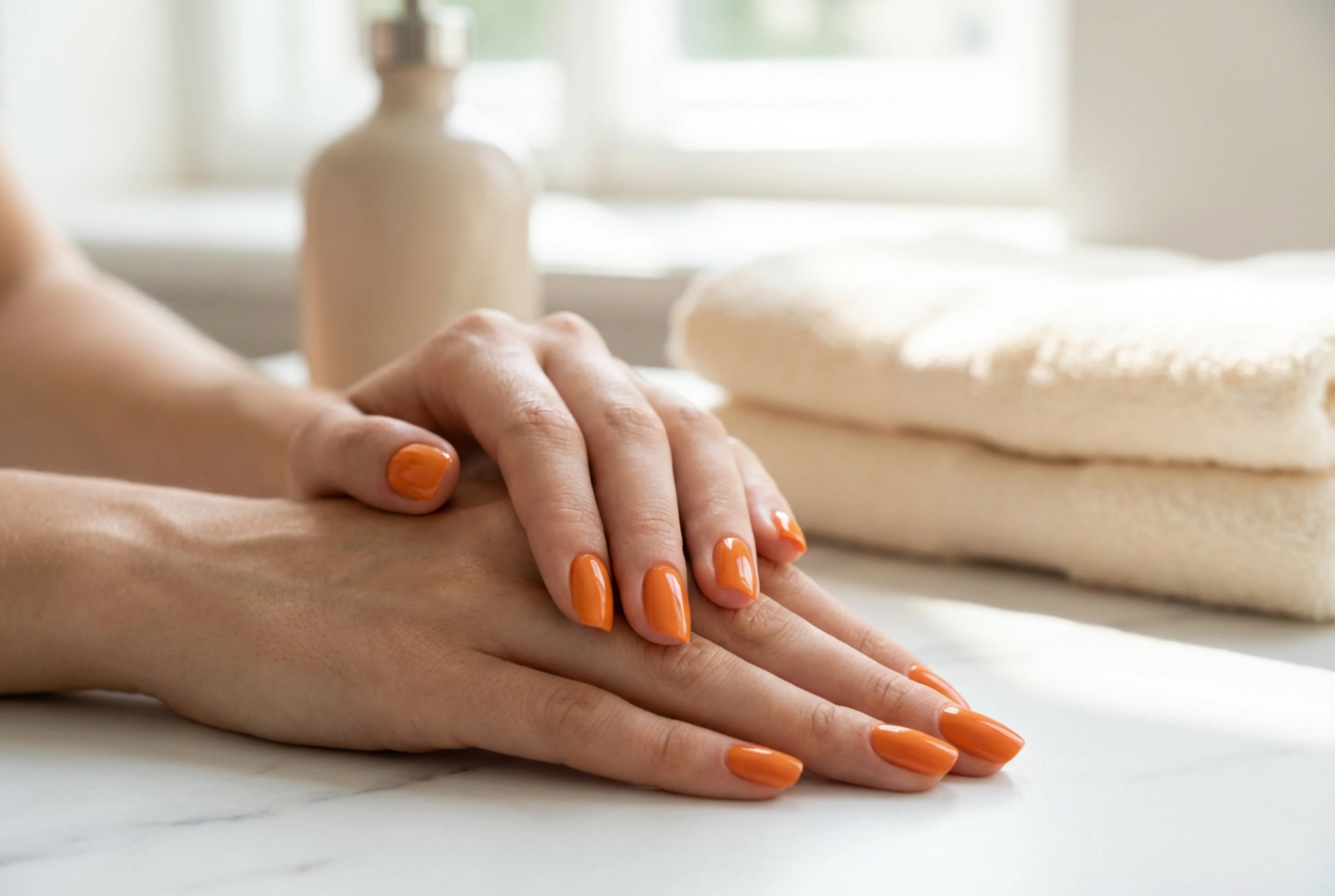 Verniz de gel laranja: cor uniforme e sem transparências
