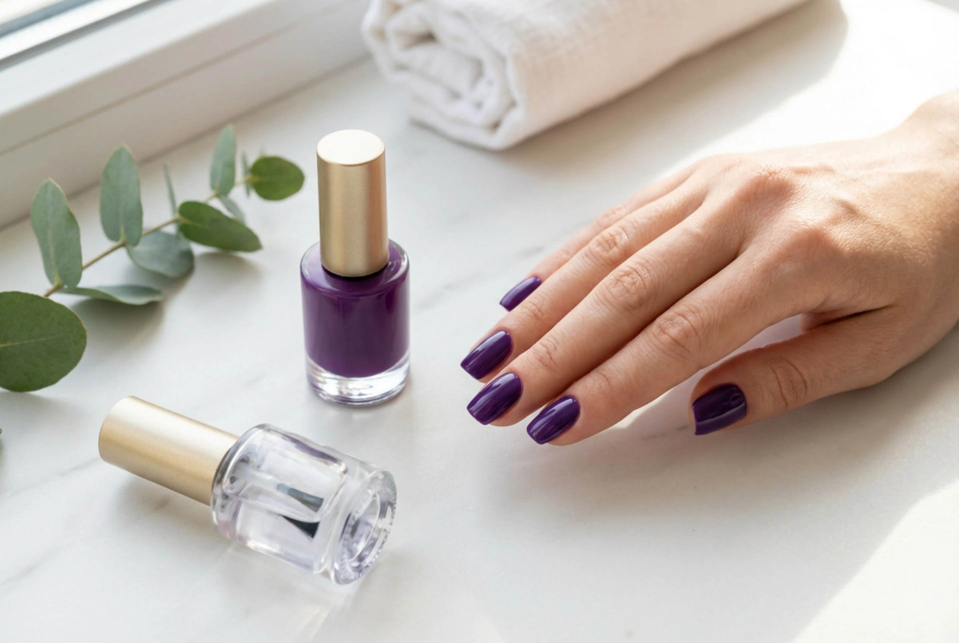 Verniz de Gel Roxo: Base para a Cor e um Brilho Uniforme