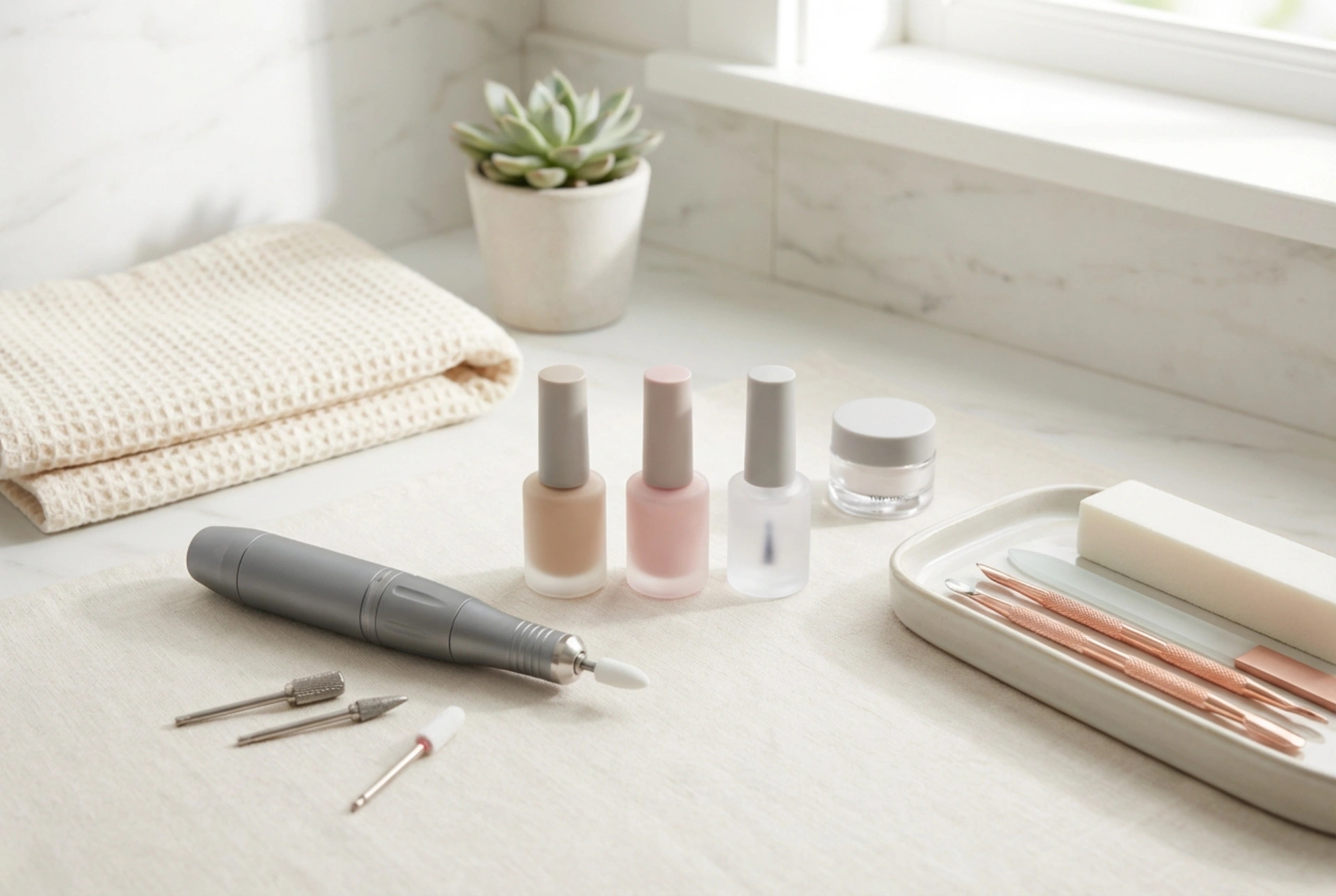 Kit de manicure em gel com broca: o conjunto inicial e a ergonomia de trabalho