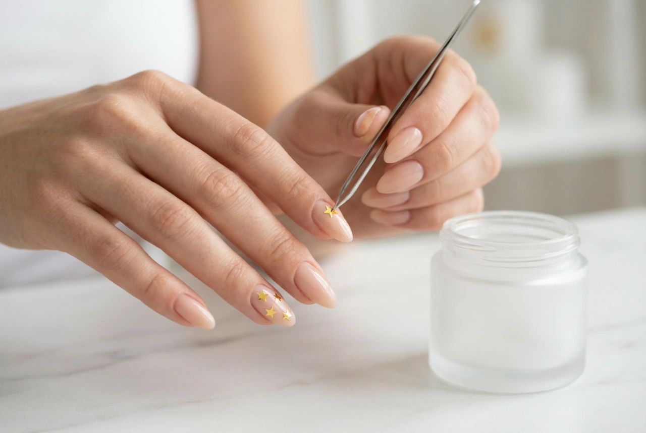 Adesivos para unhas: estrelas, planeamento do padrão e acabamento