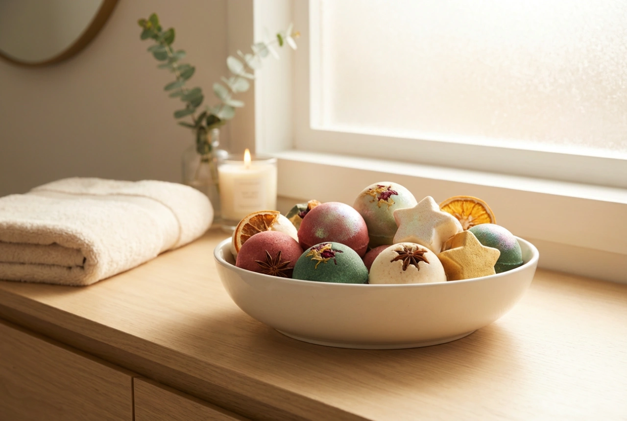 Bombas de banho festivas: aromas, cores e elementos decorativos