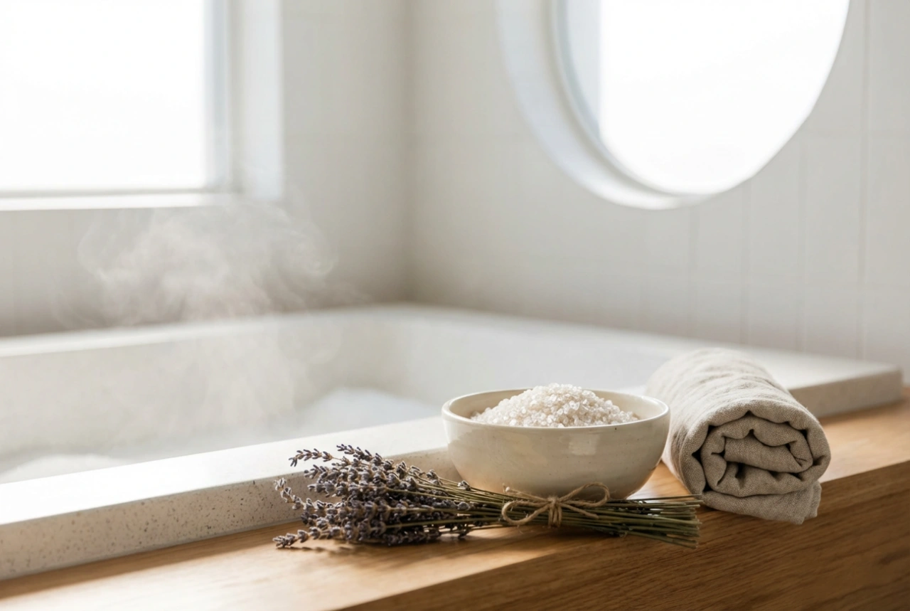 Sal de magnésio para o banho: um ritual relaxante e complementos simples