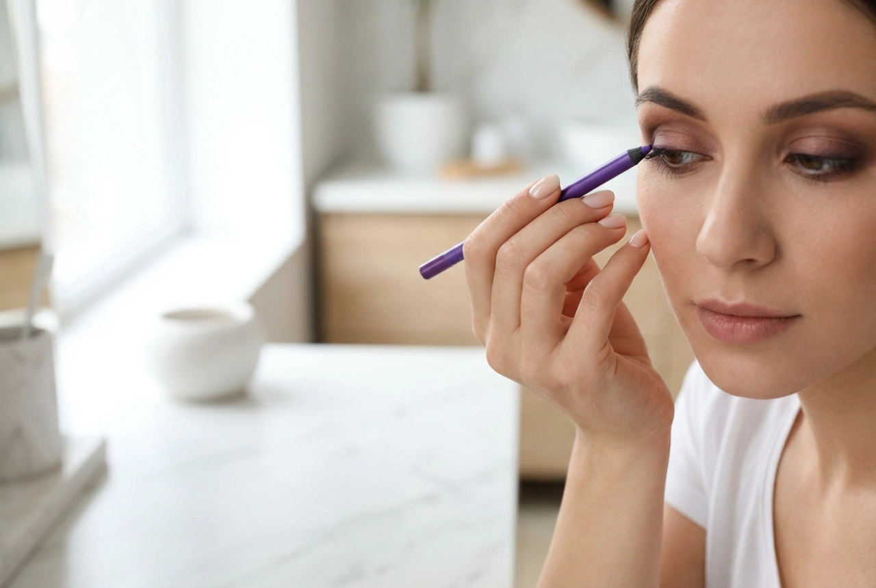 Lápis de olho roxo: tons rejuvenescedores, traços suaves e combinações com castanhos