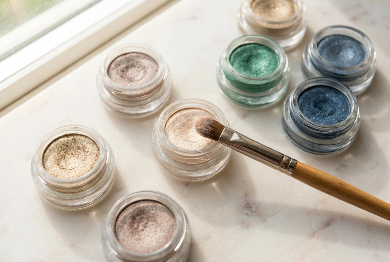 Sombras de olhos brilhantes: intensidade sem esfarelar, técnicas de aplicação