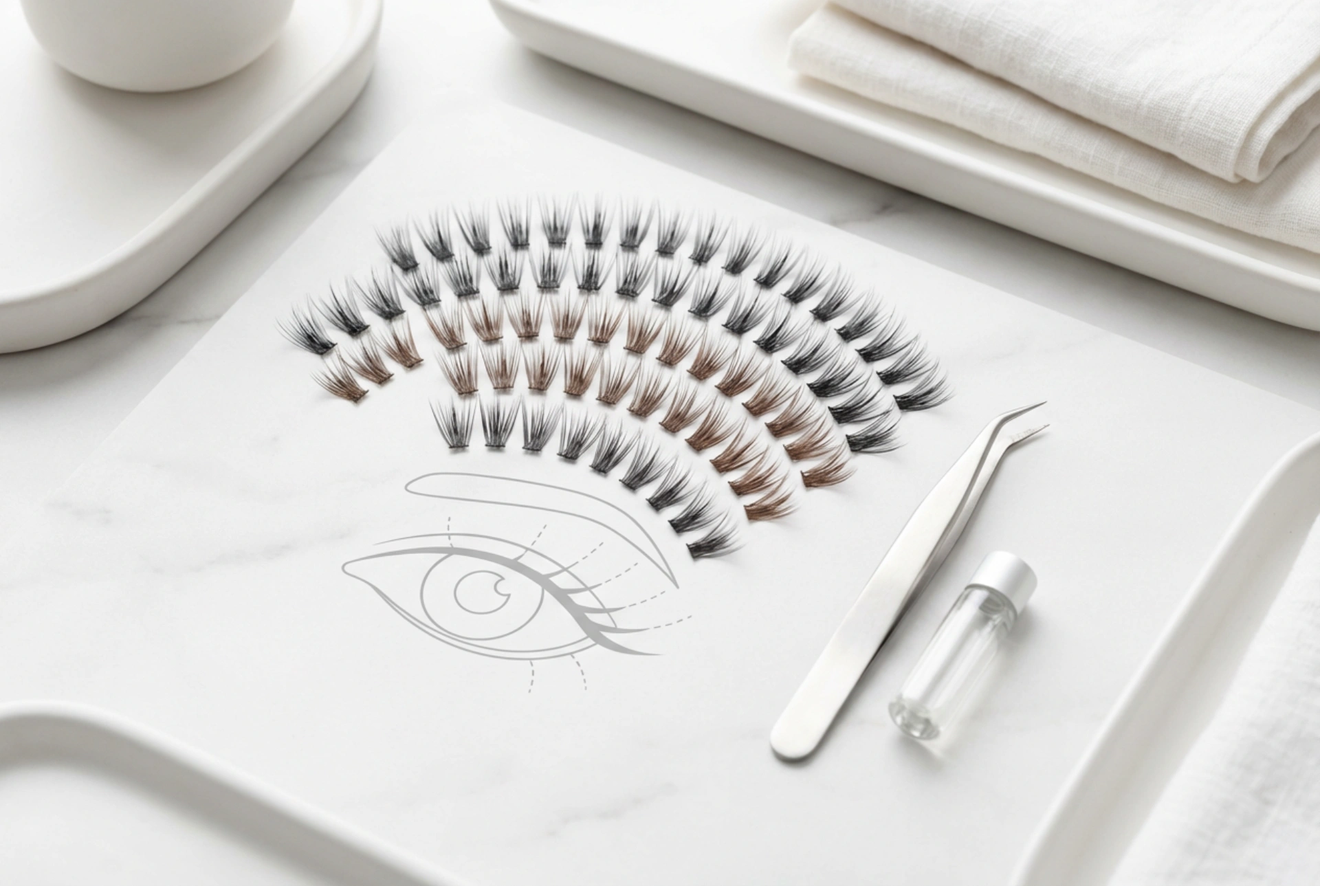 Pestanas Postiças em Tufos: Seleção de Comprimento e Mapeamento dos Olhos