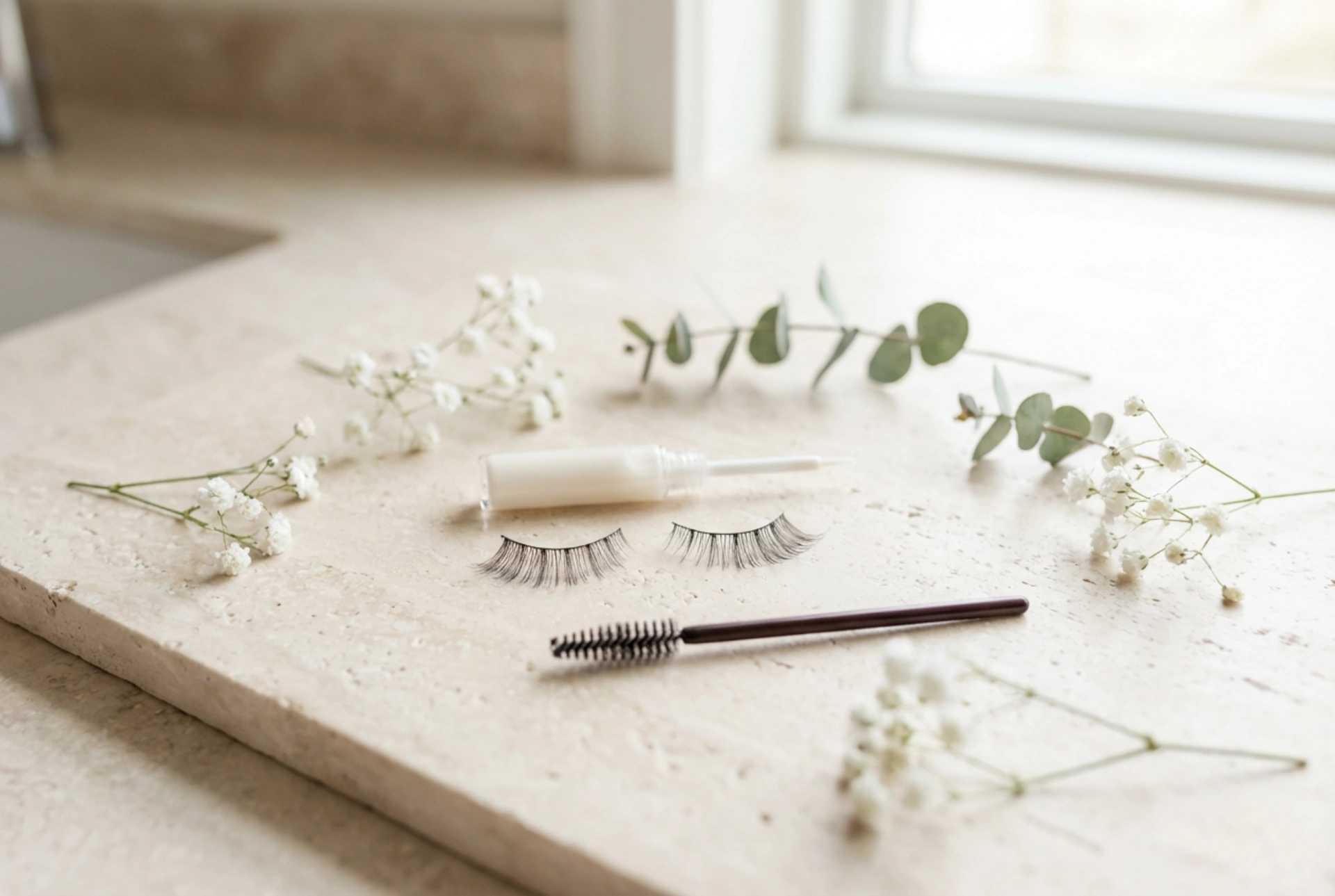 Pestanas postiças, efeito natural: cortar, colar e aplicar máscara