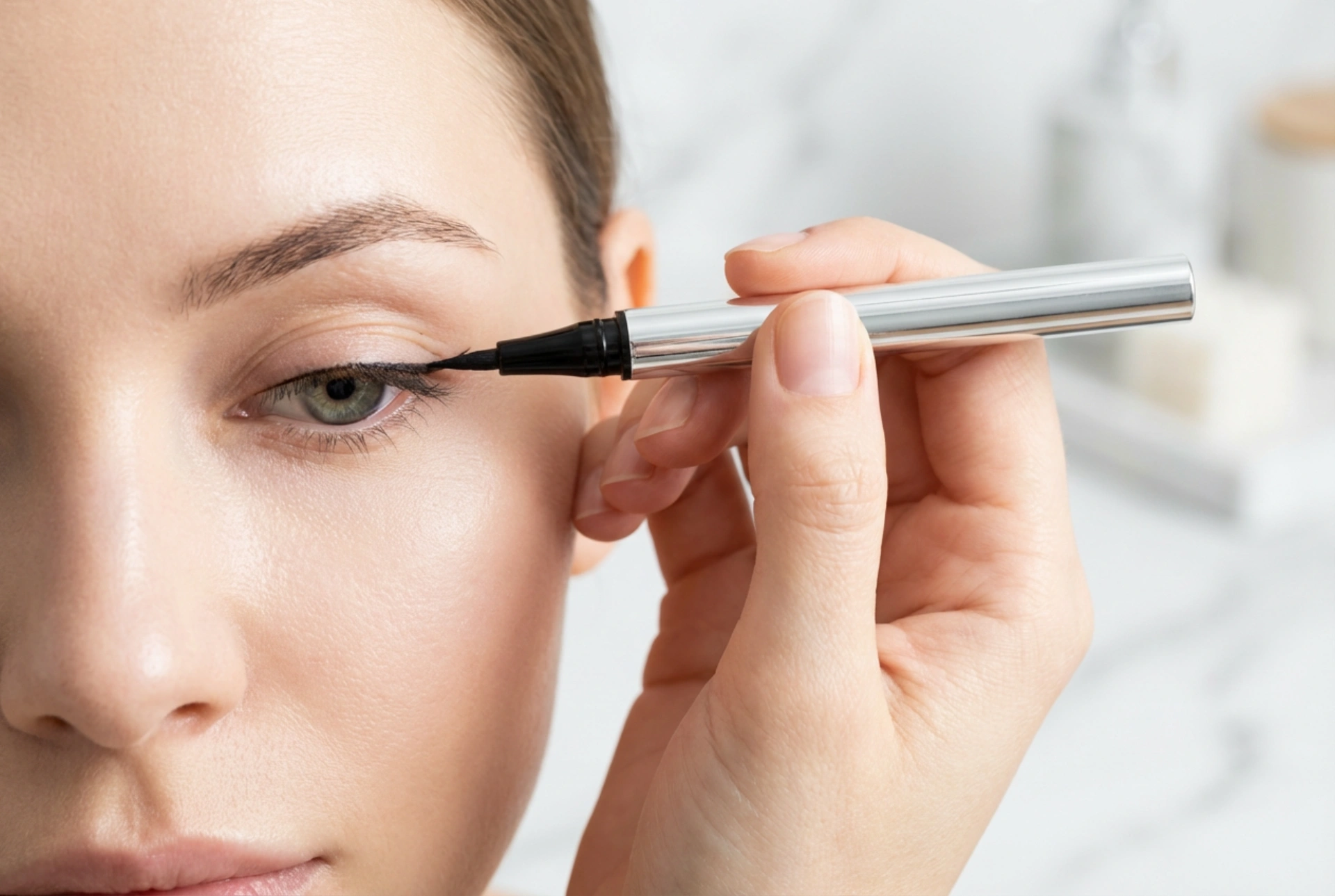 Eyeliner à Prova de Água para Pálpebras Caídas: Aplicação e Fixação