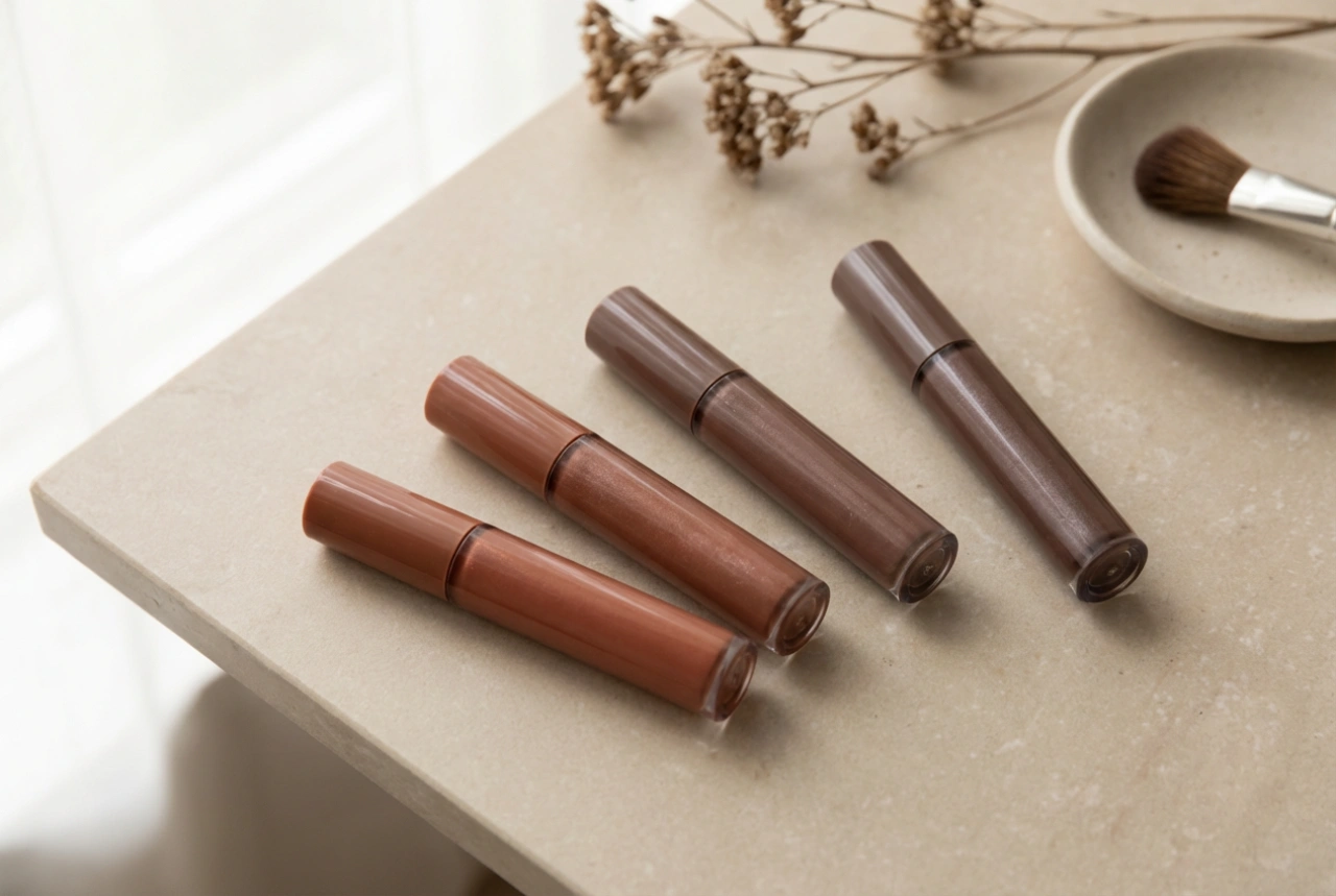 Gloss labial marrom para diferentes tons de pele: tons frios e quentes